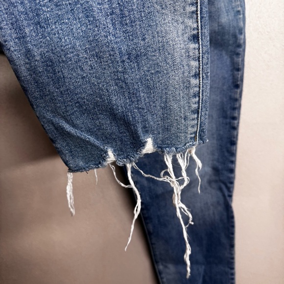 Revtown High Waisted Jeans Distressed Raw Hemline Medium Wash 33 Regular - Picture 4 of 11